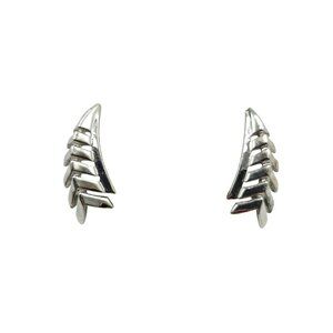 Silver Tone Coro Leaf Design Clip On Earrings Vintage